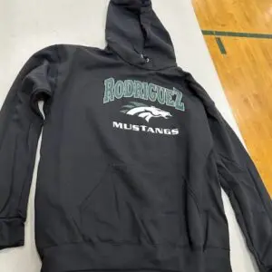 Black hoodie with 'Mustangs' and a horse graphic on front.