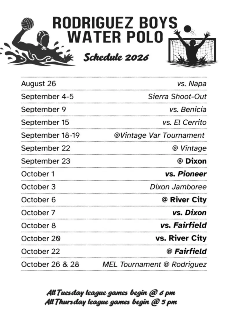 Water polo schedule for 2026
